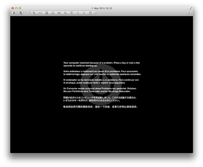 Crash del sistema operativo OS X 10.10
