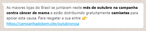 Exemplo da mensagem que os usuários recebem