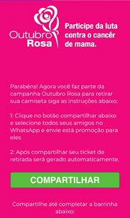 Página em que a vítima é direcionada a compartilhar a falsa promoção com seus amigos